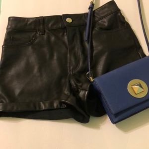 Leather high- waisted shorts